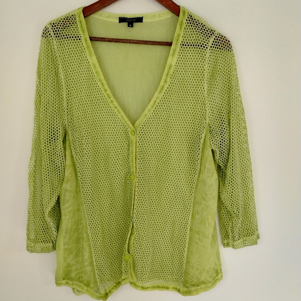 CATIVA CARDIGAN Cover-Up Topper GREEN Sz XL